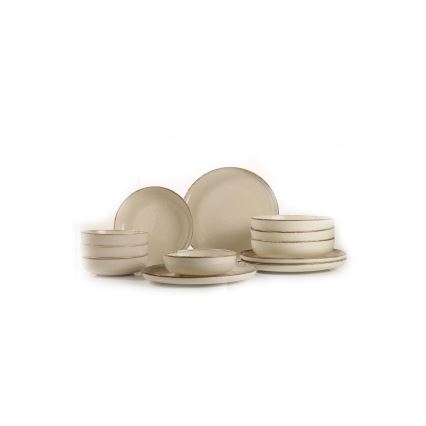 Jídelní sada 12 ks béžová/porcelán