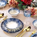 Jídelní sada 12 ks bílá/modrá/porcelán