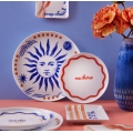 Jídelní sada 12 ks červená/modrá/bílá/porcelán