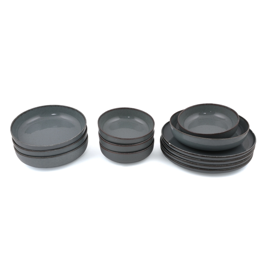 Jídelní sada 12 ks šedá/porcelán