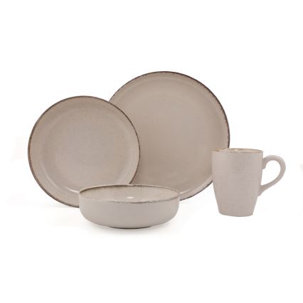 Jídelní sada 16 ks béžová/porcelán