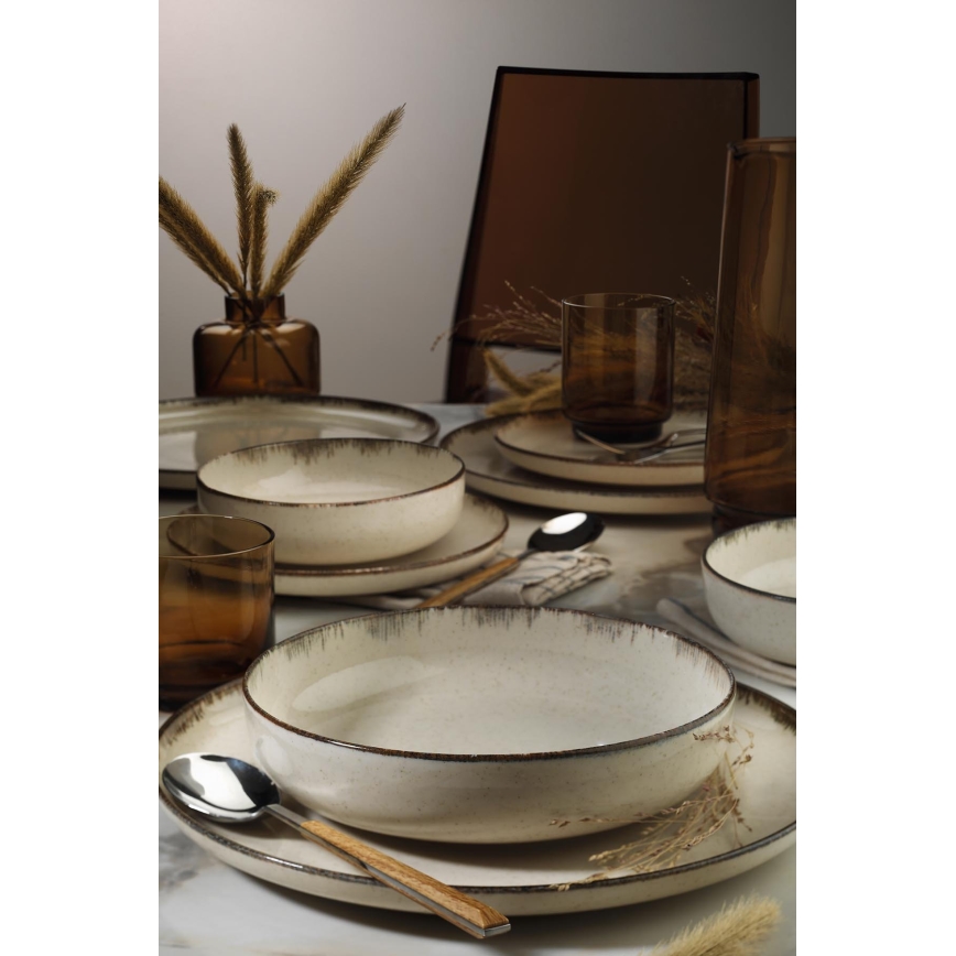 Jídelní sada 16 ks béžová/porcelán