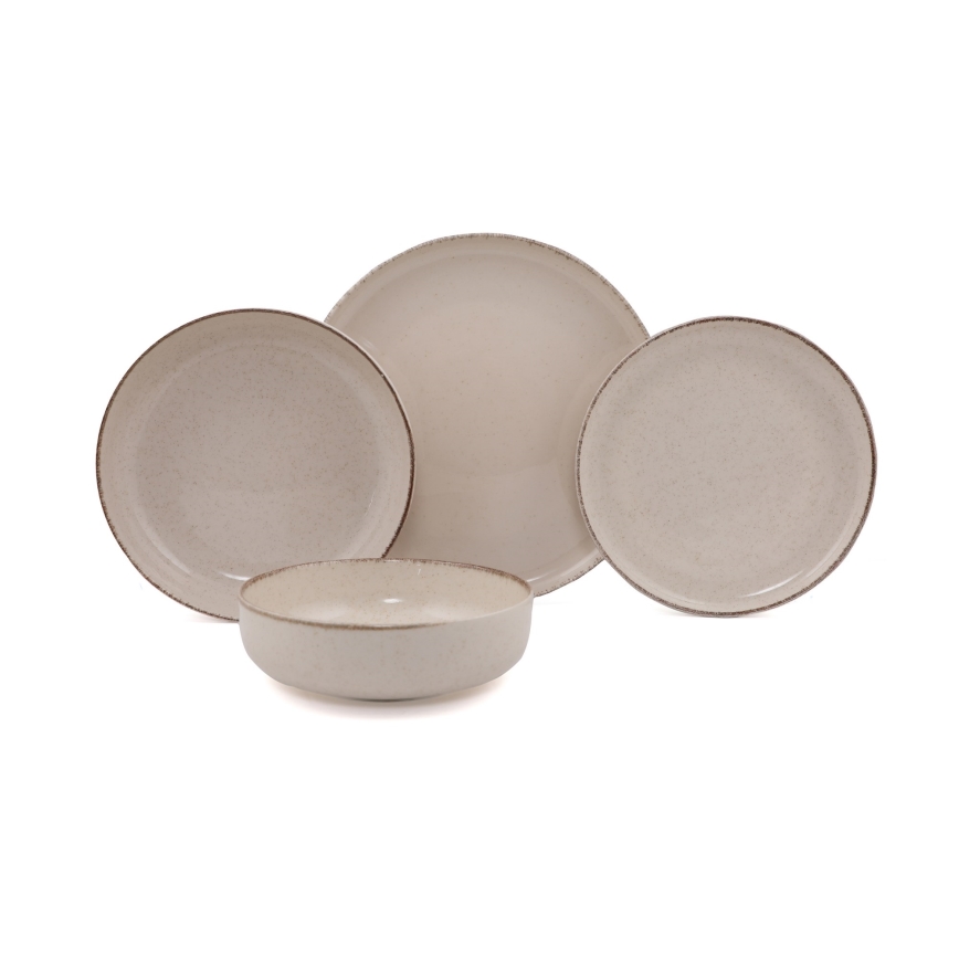 Jídelní sada 16 ks béžová/porcelán