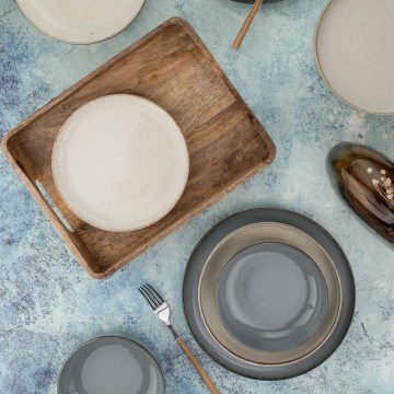 Jídelní sada 16 ks šedá/béžová/porcelán