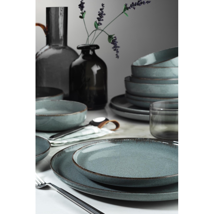 Jídelní sada 16 ks šedá/porcelán