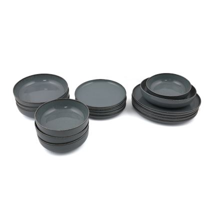 Jídelní sada 16 ks šedá/porcelán