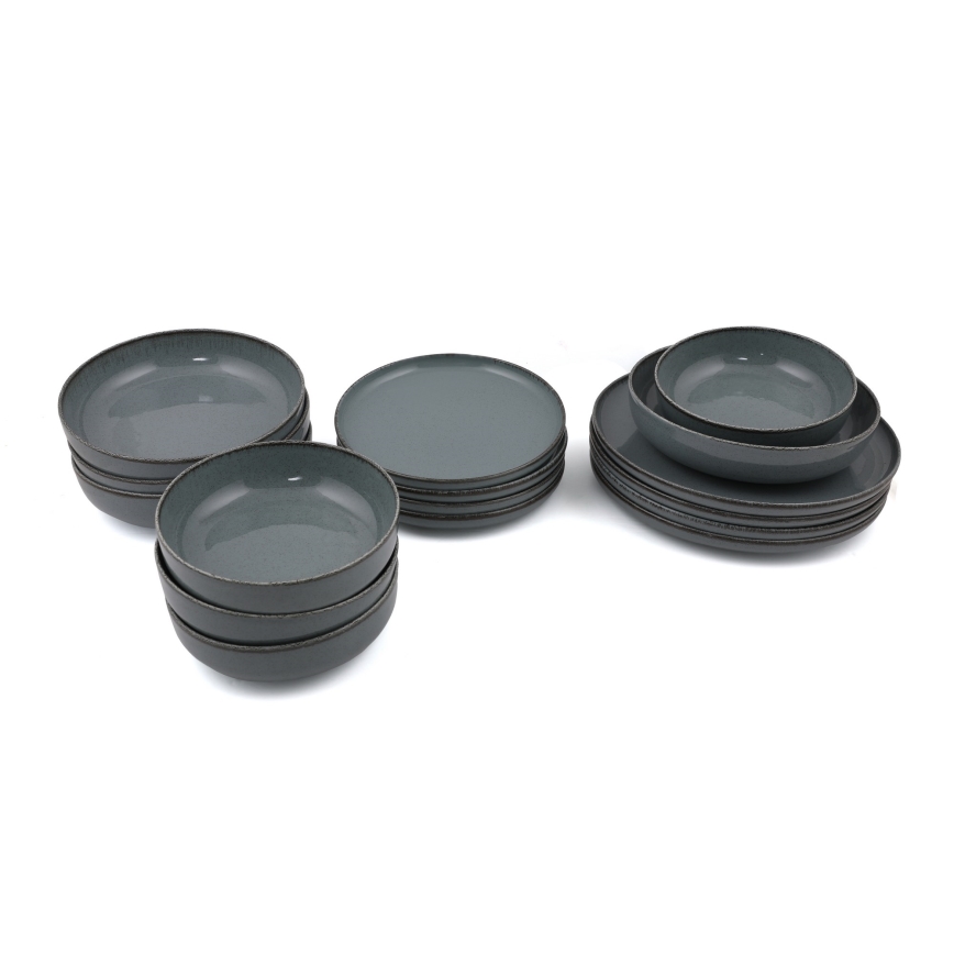 Jídelní sada 16 ks šedá/porcelán