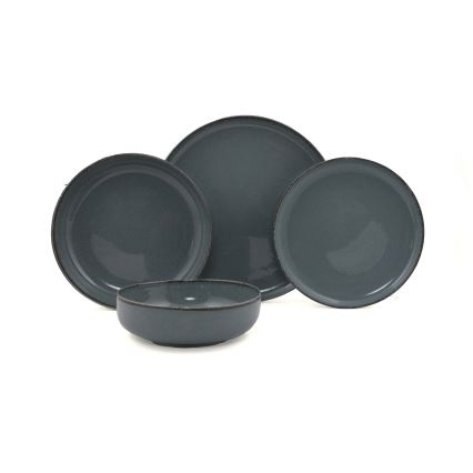 Jídelní sada 16 ks šedá/porcelán