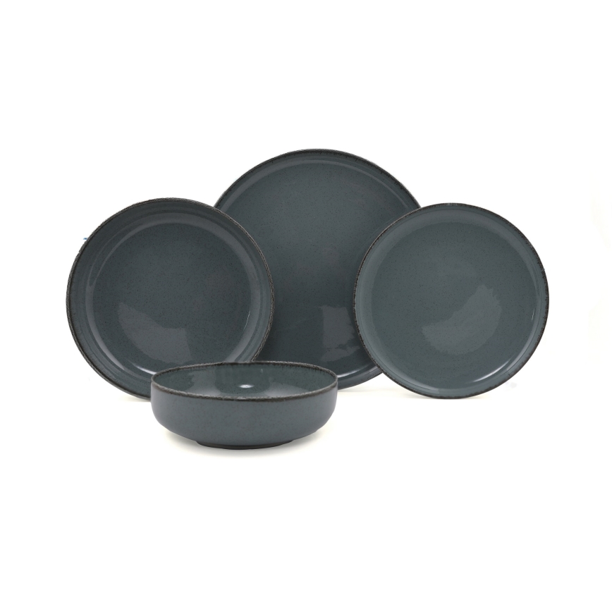 Jídelní sada 16 ks šedá/porcelán