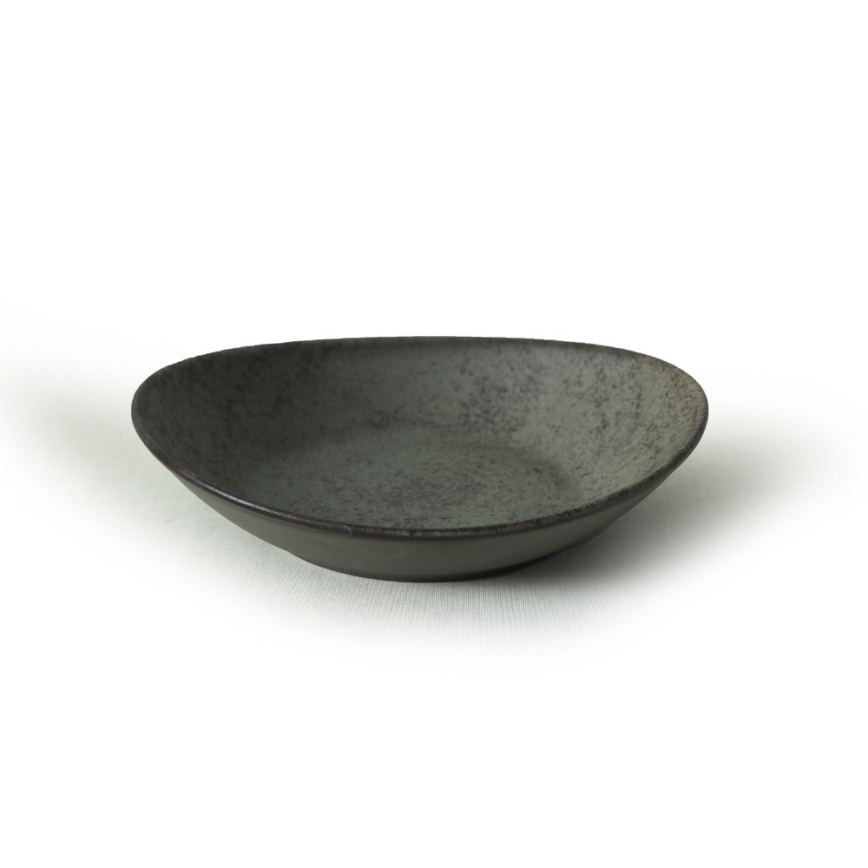 Jídelní sada 18 ks antracit/zelená/kamenina