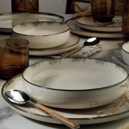 Jídelní sada 18 ks béžová/porcelán