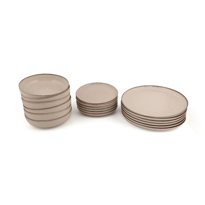 Jídelní sada 18 ks béžová/porcelán