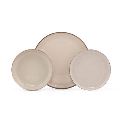 Jídelní sada 18 ks béžová/porcelán