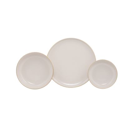 Jídelní sada 18 ks béžová/zlatá/porcelán