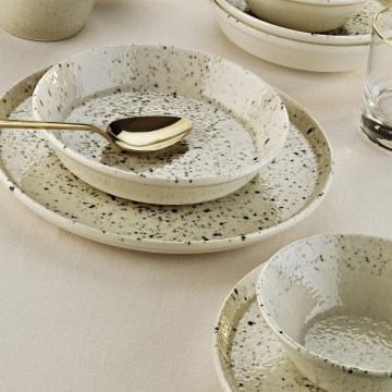 Jídelní sada 18 ks bílá/černá/porcelán