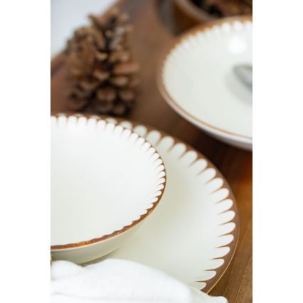 Jídelní sada 18 ks bílá/hnědá/porcelán