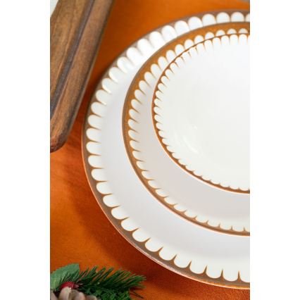 Jídelní sada 18 ks bílá/hnědá/porcelán