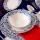 Jídelní sada 18 ks bílá/modrá/porcelán