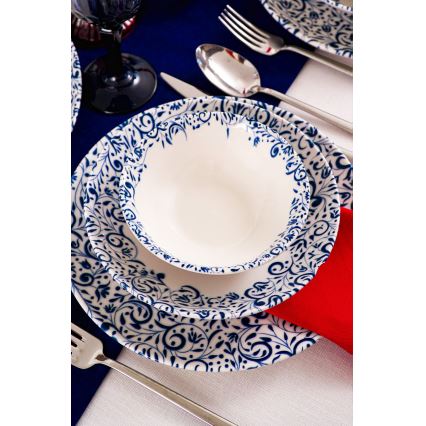 Jídelní sada 18 ks bílá/modrá/porcelán