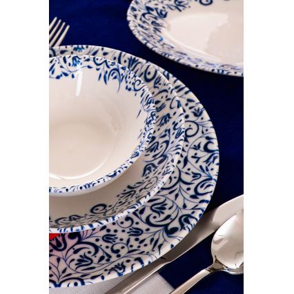 Jídelní sada 18 ks bílá/modrá/porcelán