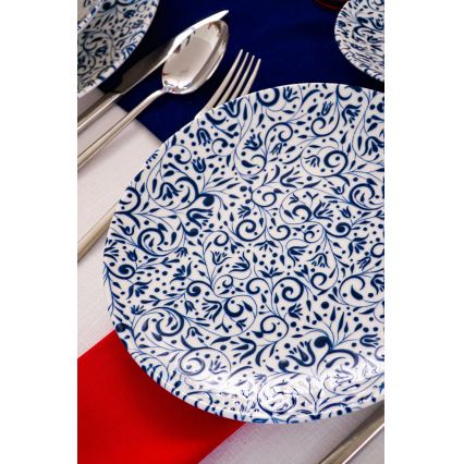 Jídelní sada 18 ks bílá/modrá/porcelán