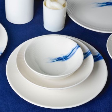 Jídelní sada 18 ks bílá/modrá/porcelán