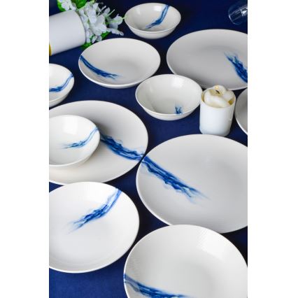 Jídelní sada 18 ks bílá/modrá/porcelán
