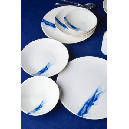 Jídelní sada 18 ks bílá/modrá/porcelán