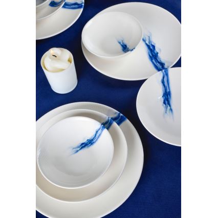 Jídelní sada 18 ks bílá/modrá/porcelán