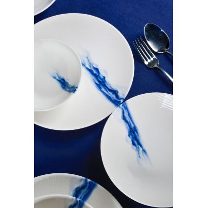 Jídelní sada 18 ks bílá/modrá/porcelán