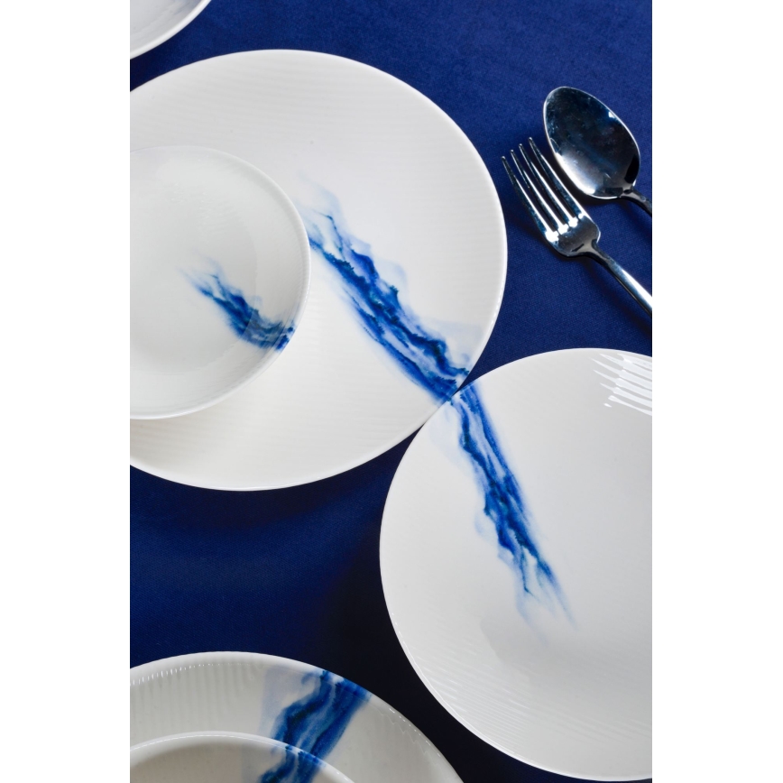 Jídelní sada 18 ks bílá/modrá/porcelán