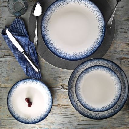Jídelní sada 18 ks bílá/modrá/porcelán