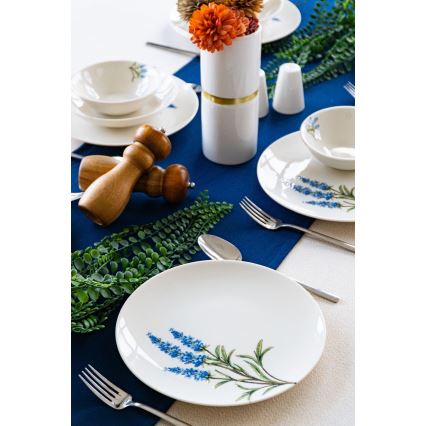 Jídelní sada 18 ks bílá/modrá/zelená/porcelán