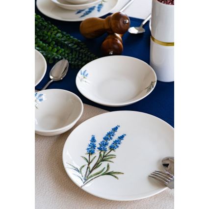 Jídelní sada 18 ks bílá/modrá/zelená/porcelán