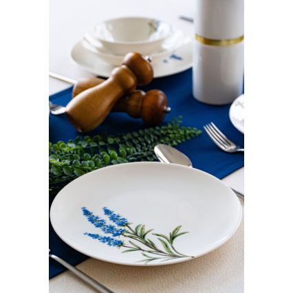 Jídelní sada 18 ks bílá/modrá/zelená/porcelán