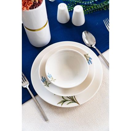 Jídelní sada 18 ks bílá/modrá/zelená/porcelán