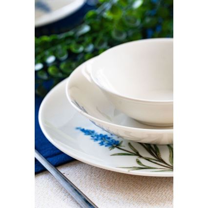 Jídelní sada 18 ks bílá/modrá/zelená/porcelán