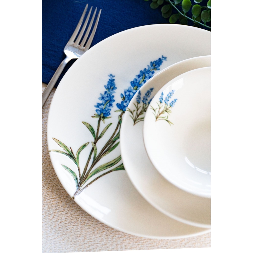 Jídelní sada 18 ks bílá/modrá/zelená/porcelán