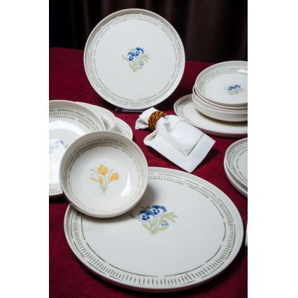 Jídelní sada 18 ks bílá/pestrobarevná/porcelán