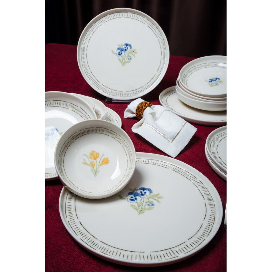 Jídelní sada 18 ks bílá/pestrobarevná/porcelán