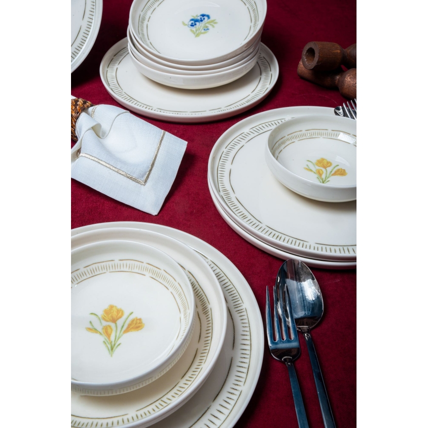 Jídelní sada 18 ks bílá/pestrobarevná/porcelán