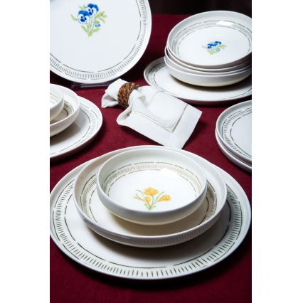 Jídelní sada 18 ks bílá/pestrobarevná/porcelán