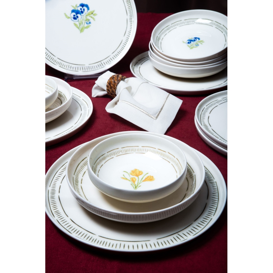 Jídelní sada 18 ks bílá/pestrobarevná/porcelán