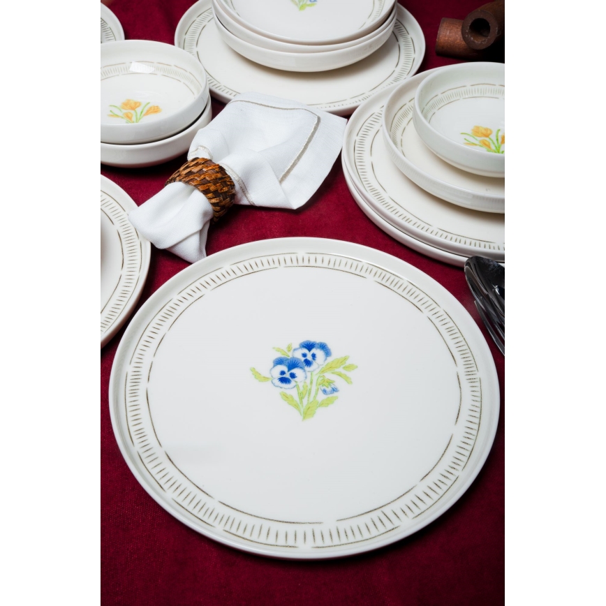 Jídelní sada 18 ks bílá/pestrobarevná/porcelán
