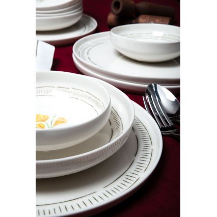 Jídelní sada 18 ks bílá/pestrobarevná/porcelán