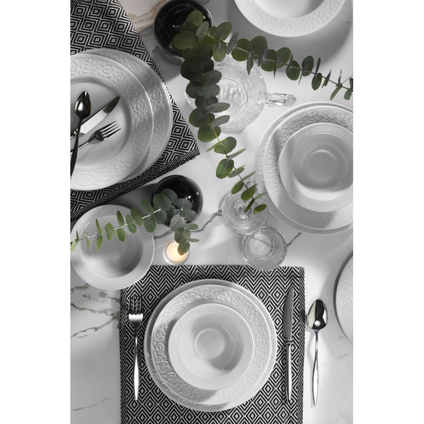 Jídelní sada 18 ks bílá/porcelán