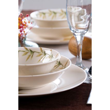 Jídelní sada 18 ks bílá/zelená/žlutá/porcelán