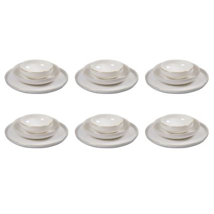 Jídelní sada 18 ks bílá/zlatá/porcelán