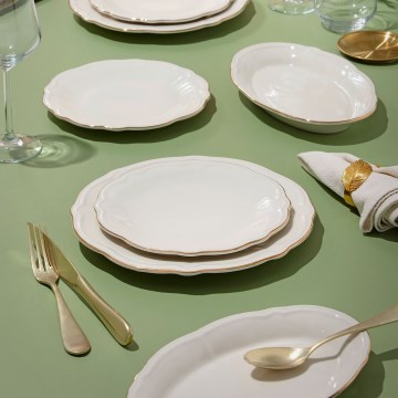 Jídelní sada 18 ks bílá/zlatá/porcelán
