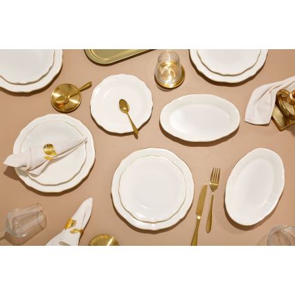 Jídelní sada 18 ks bílá/zlatá/porcelán